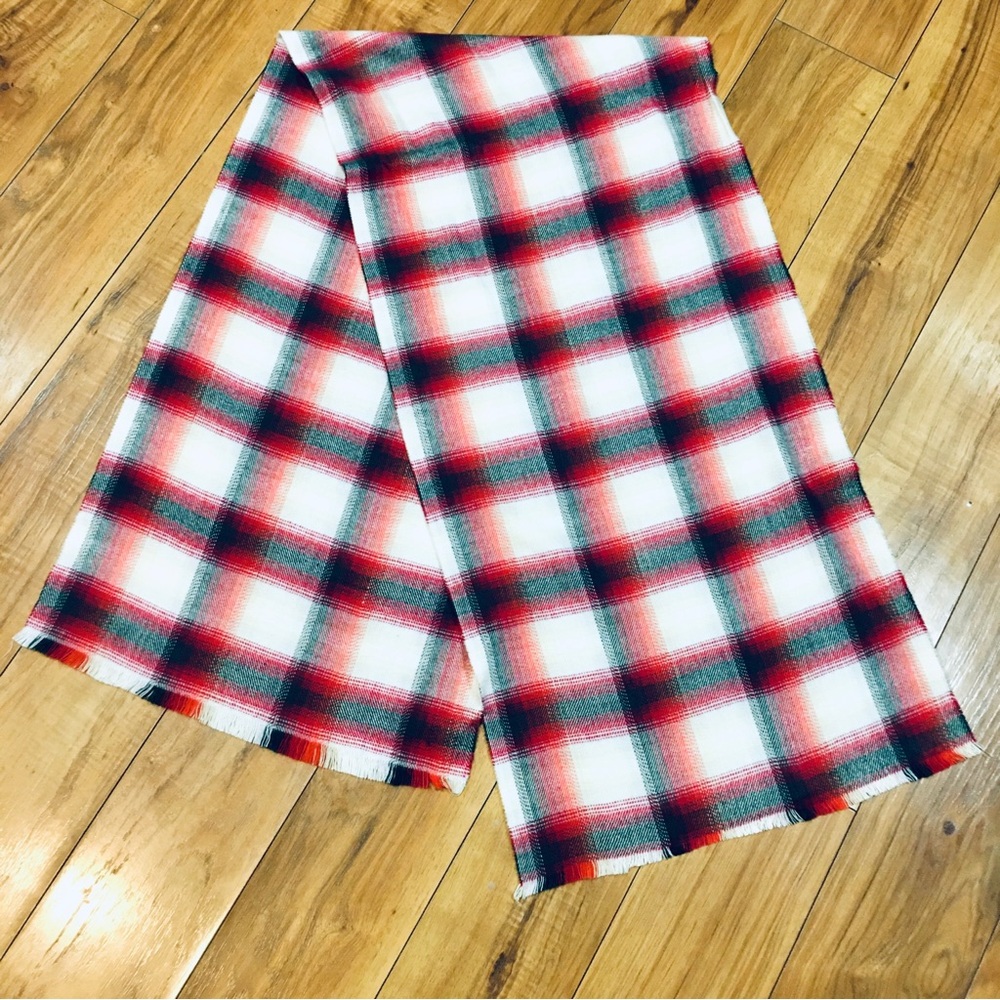Gap kids plaid scarf fleece cozy winter red